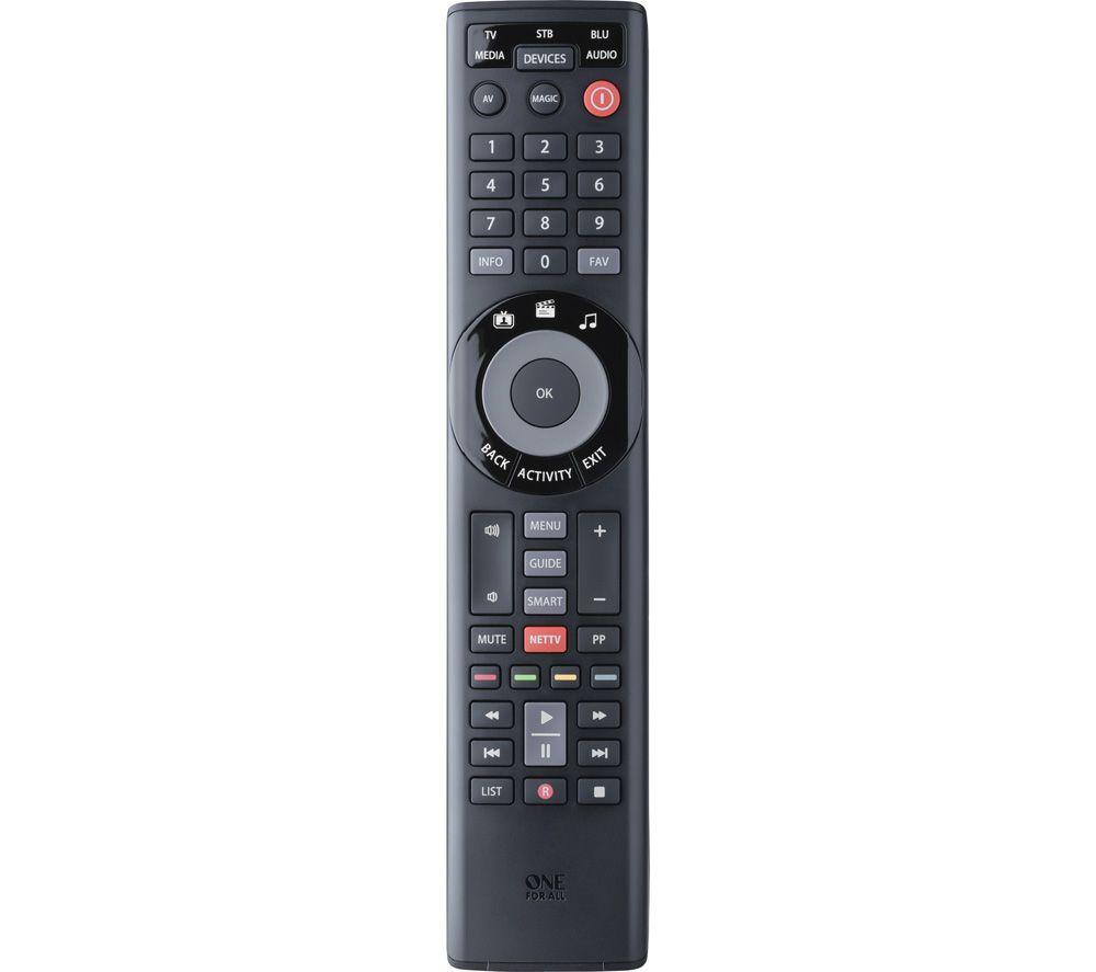 One For All Smart Control 5 Universal remote control for 5 devices with free Setup App and unique NETTV key - URC7955 - Black & Essence 4 Universal Remote Control - Operates 4 devices - Black -URC7140