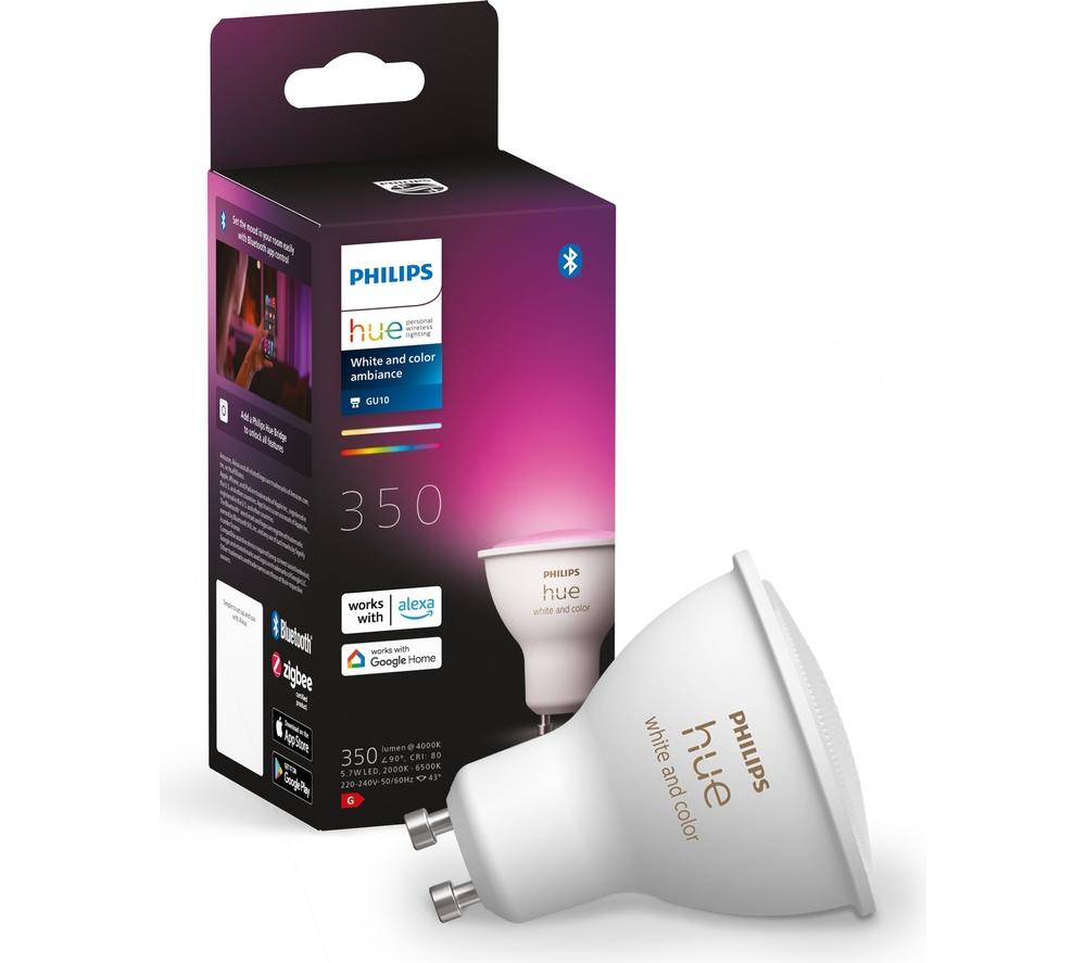 PHILIPS HUE White & Colour Ambiance Bluetooth LED Bulb - GU10