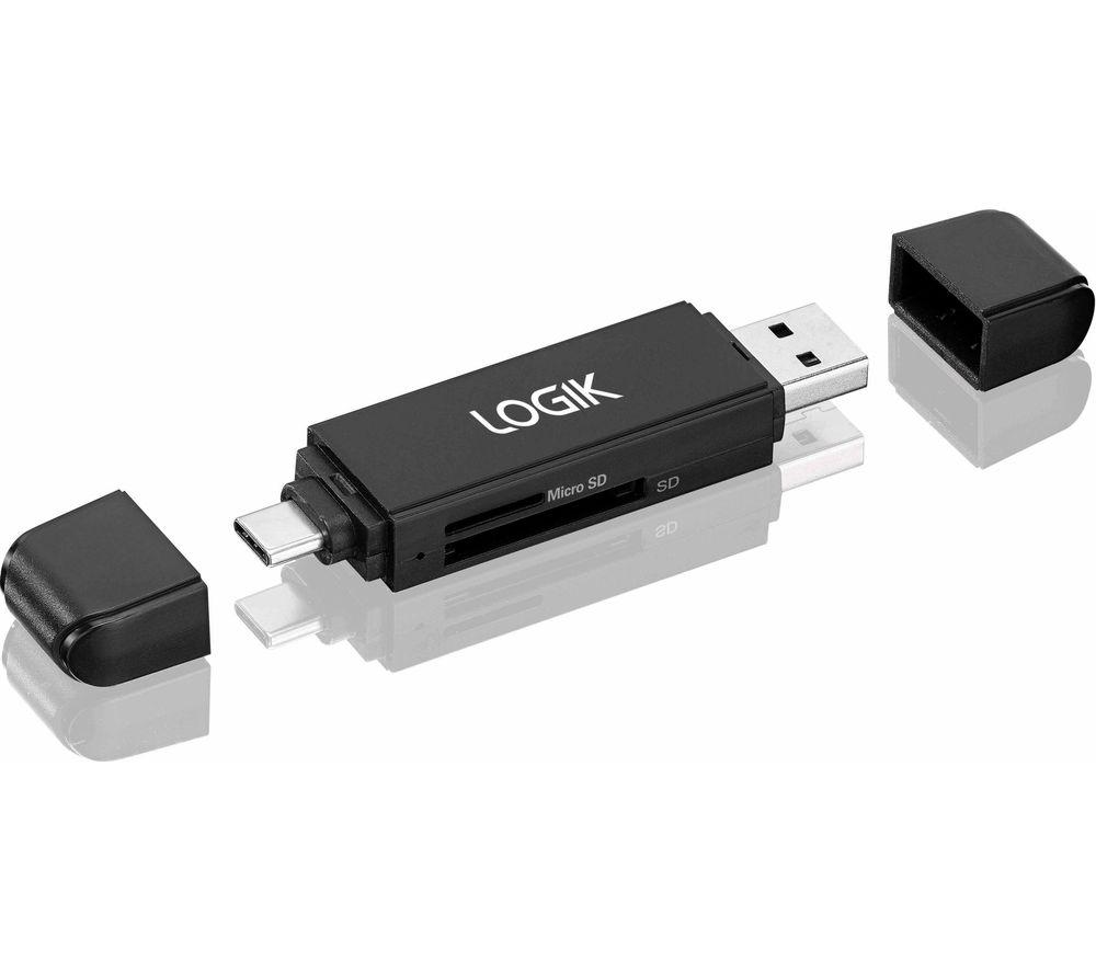 LOGIK 2-in-1 USB 3.0 & USB Type-C Memory Card Reader