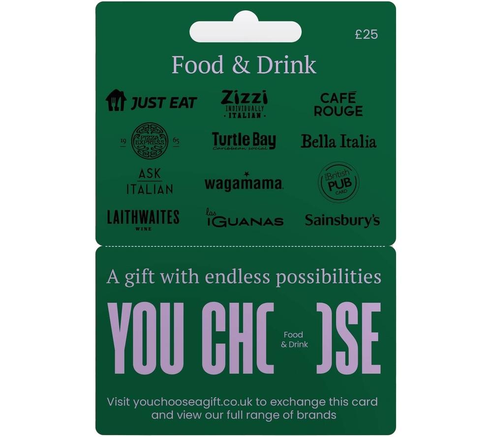 YOU CHOOSE Food & Drinks Gift Card - 25