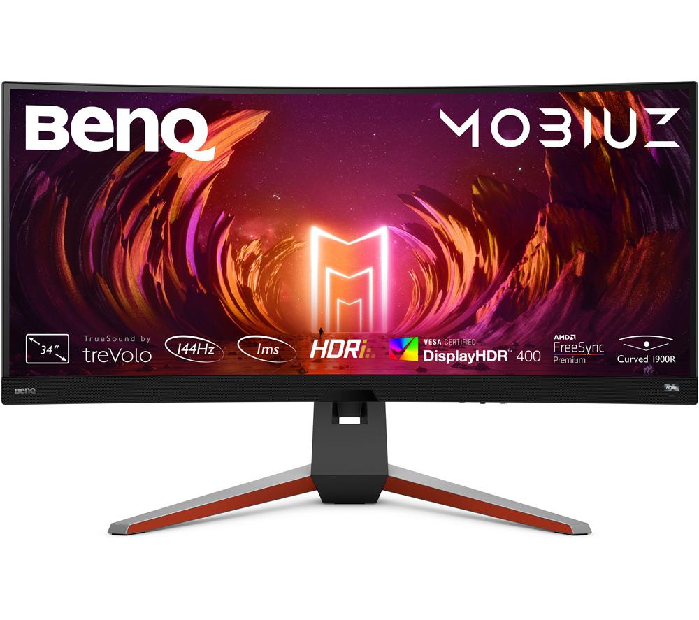 Image of BENQ Mobiuz EX3415R Quad HD 34" Curved IPS Gaming Monitor - Grey, Silver/Grey