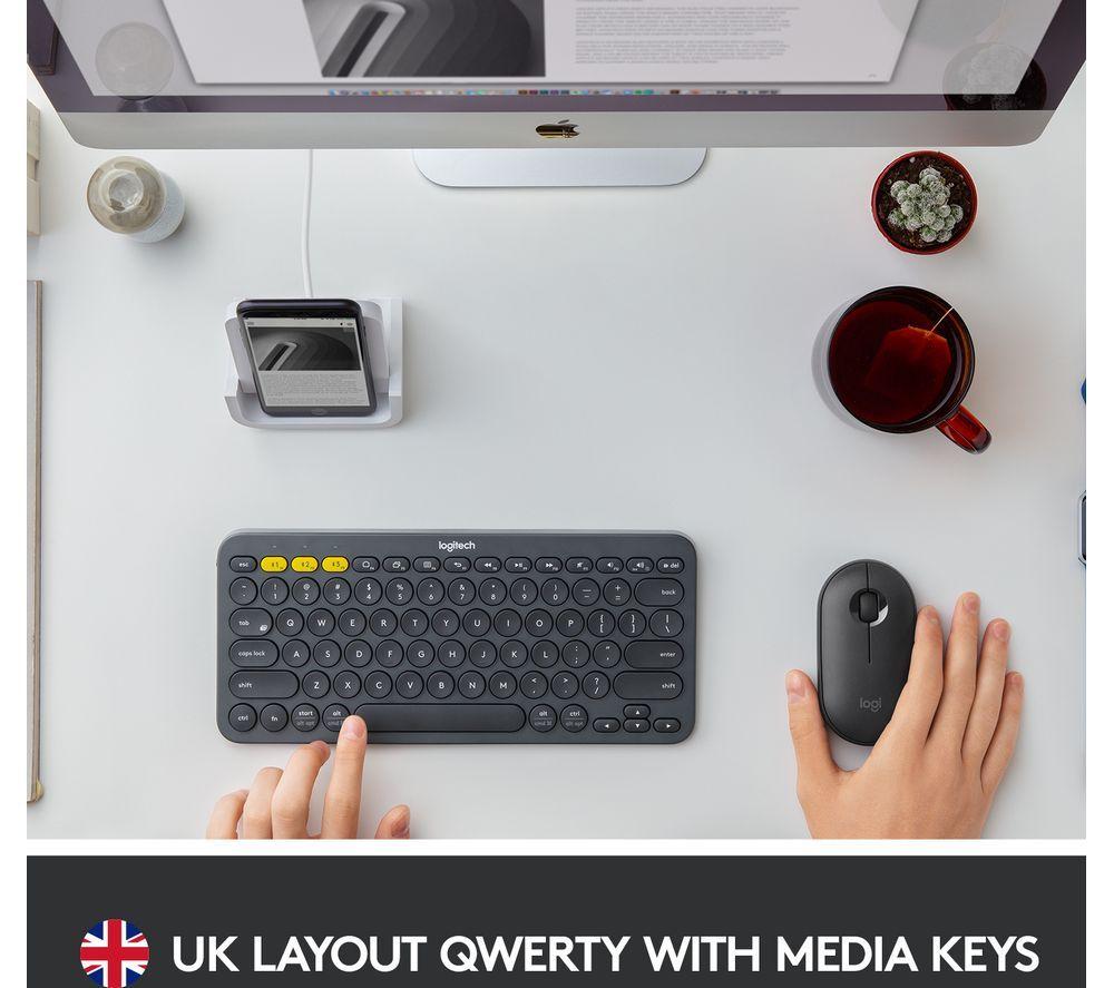 LOGITECH K380 & Pebble M350 Wireless Keyboard & Mouse Bundle - Dark Grey & Black image number 3 of 8