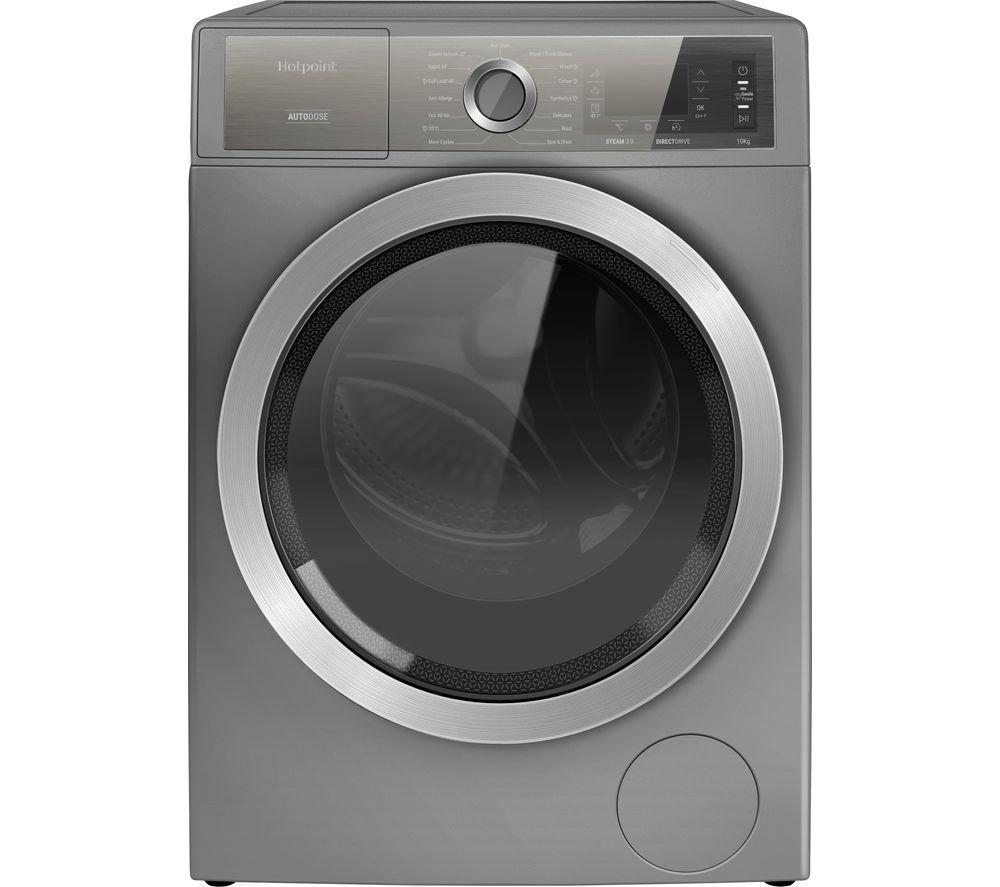 HOTPOINT H8 W046SB UK 10 kg 1400 Spin Washing Machine - Silver, Silver/Grey