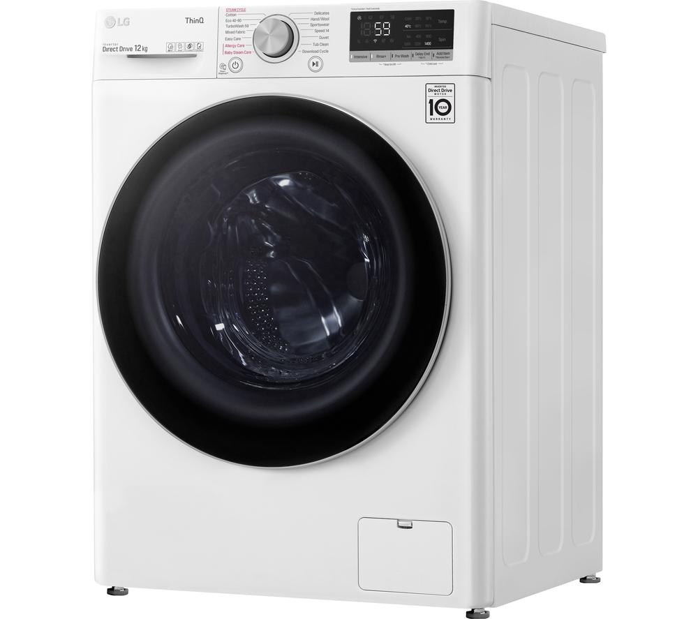 Buy LG TurboWash with Steam V7 WiFi-enabled 12 kg 1400 Spin Machine - White Currys