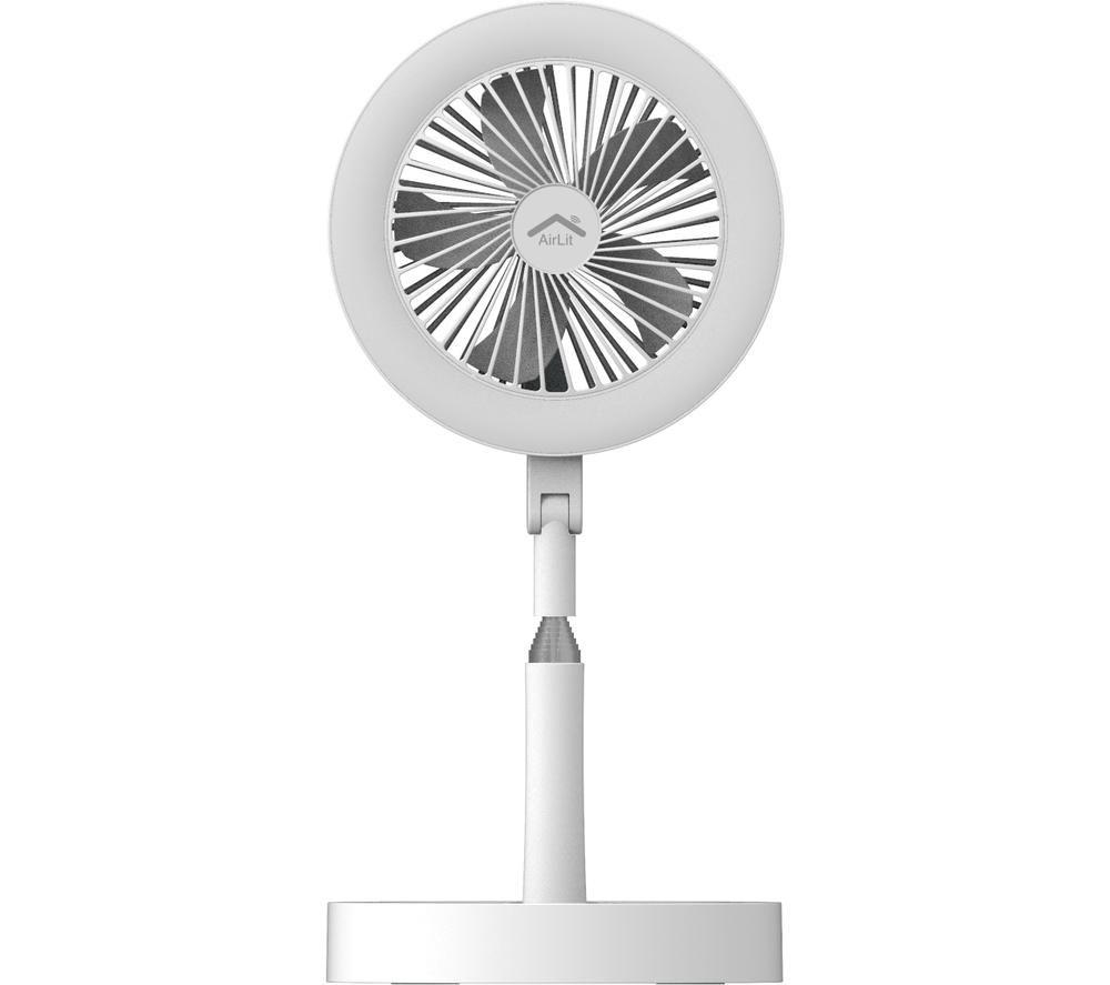 GEOSMART PRO AirLit Smart Pedestal Fan with Beauty Mirror - White, White