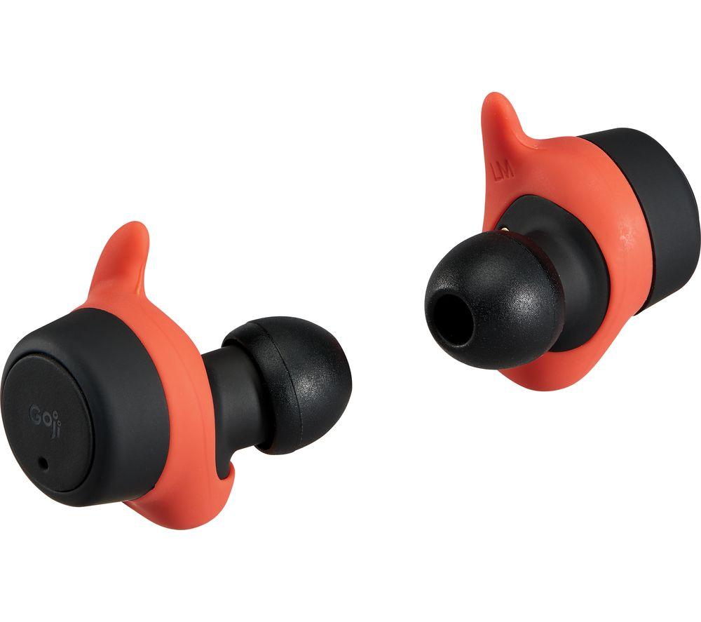 GOJI GSBTTW22 Wireless Bluetooth Sports Earbuds - Black & Red, Red,Black