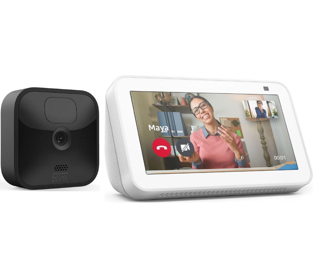 Amazon Blink Outdoor Security Camera System & Glacier White Echo Show 5