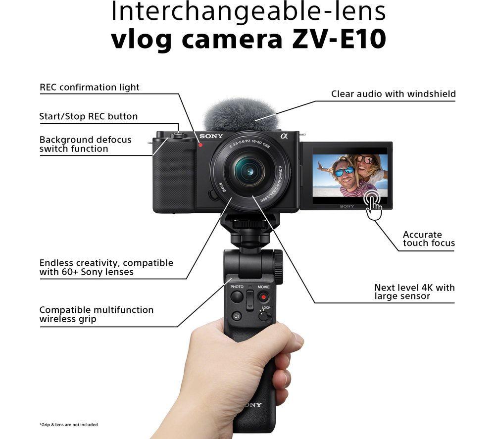 Buy SONY ZV-E10 Mirrorless Vlogging Camera & GP-VPT2BT Shooting