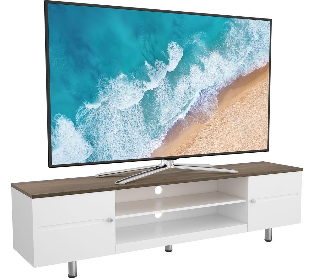 AVF Whitesands 1900 mm TV Stand for up to 85" TVs - White & Rustic Wood image number 2 of 9