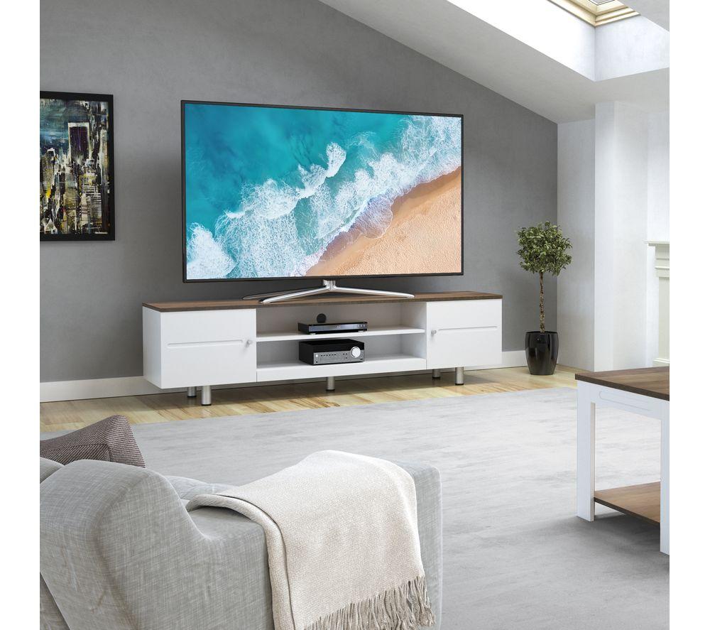AVF Whitesands 1900 mm TV Stand for up to 85" TVs - White & Rustic Wood image number 4 of 9