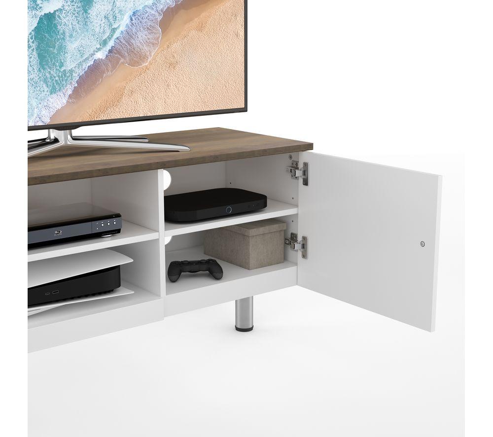 AVF Whitesands 1900 mm TV Stand for up to 85" TVs - White & Rustic Wood image number 5 of 9