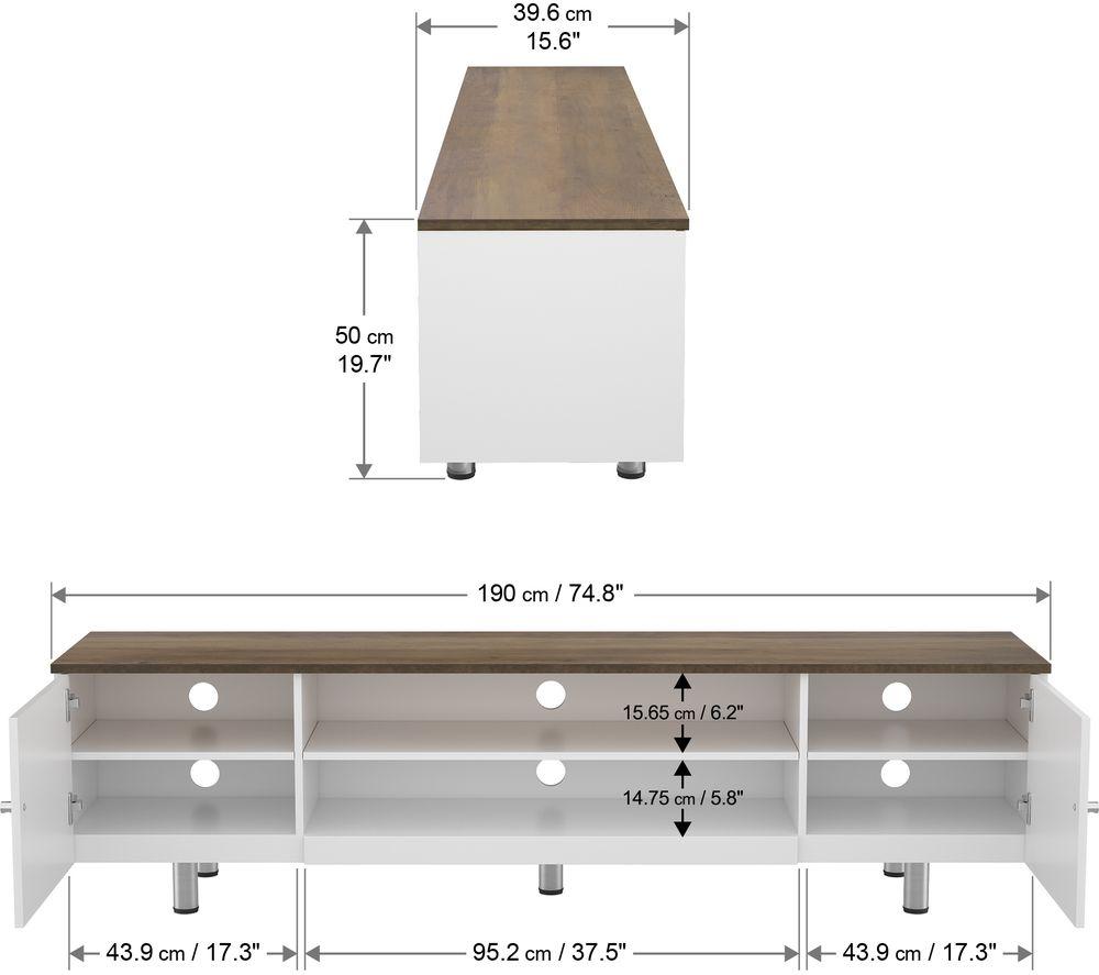 AVF Whitesands 1900 mm TV Stand for up to 85" TVs - White & Rustic Wood image number 6 of 9