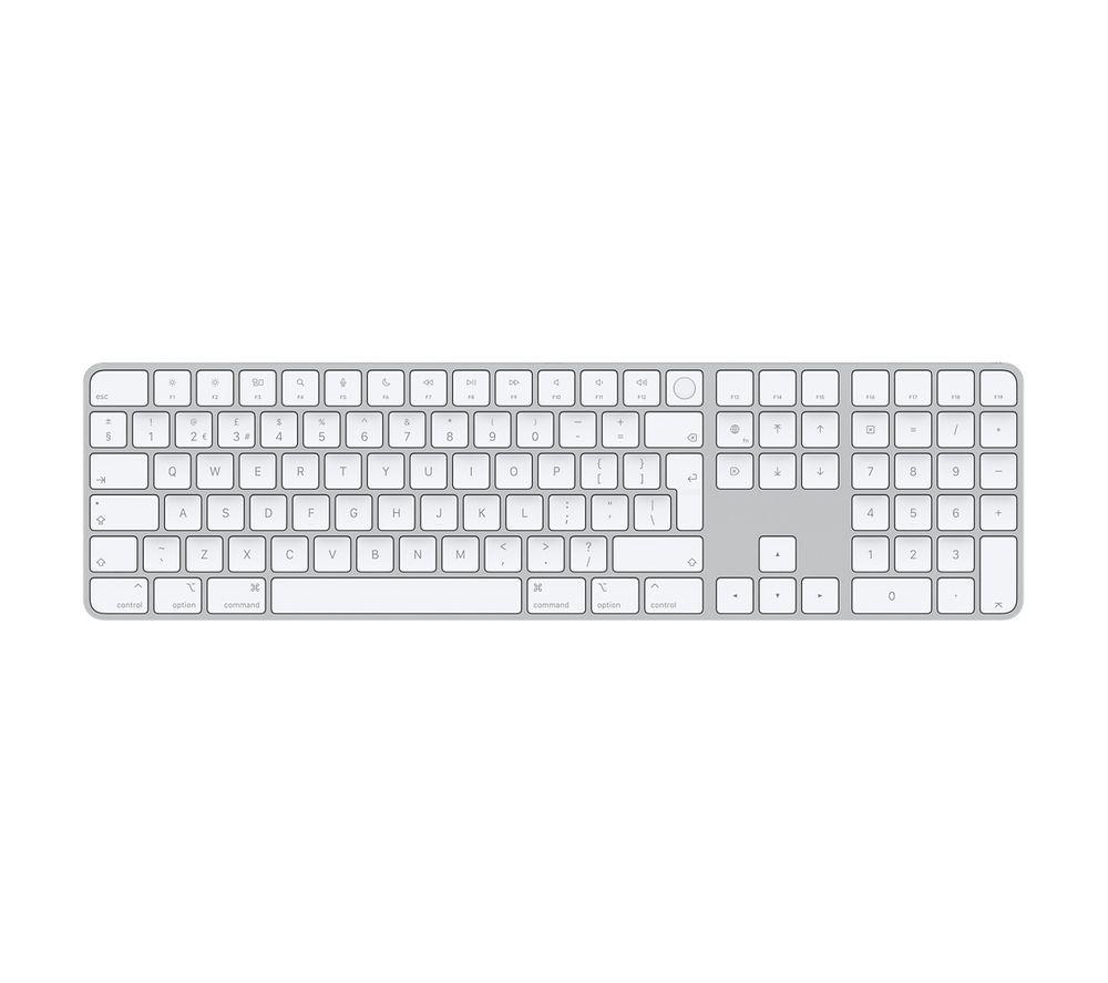 APPLE Magic Wireless Keyboard with Touch ID & Numeric Keypad - White & Silver, White,Silver/Grey
