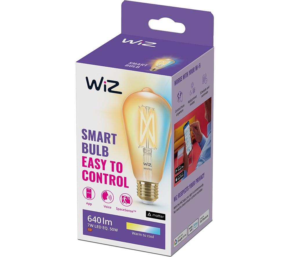 WIZ Filament Amber Tuneable White Smart LED Light Bulb - E27, ST64