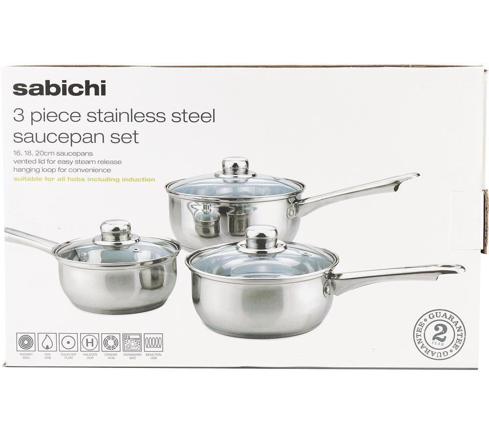 SABICHI 93684-I 3-piece Saucepan Set - Stainless Steel image number 3 of 4