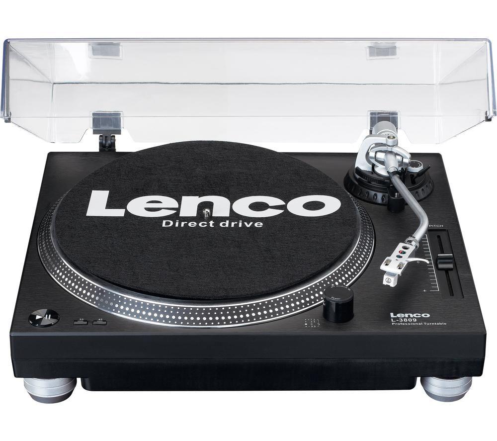 LENCO L-3809 Direct Drive Turntable - Black, Black