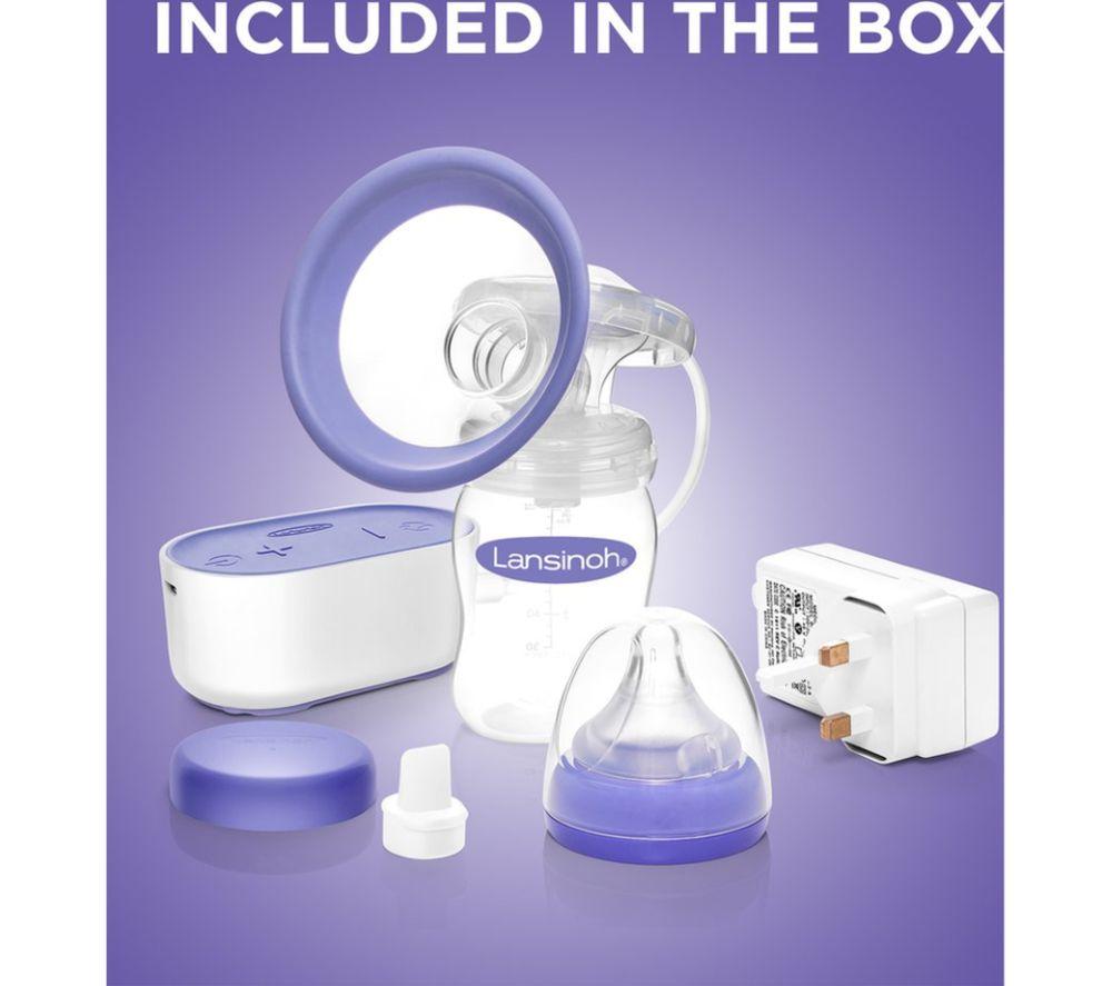 LANSINOH Compact Single Electric Breast Pump - White & Purple image number 3 of 3