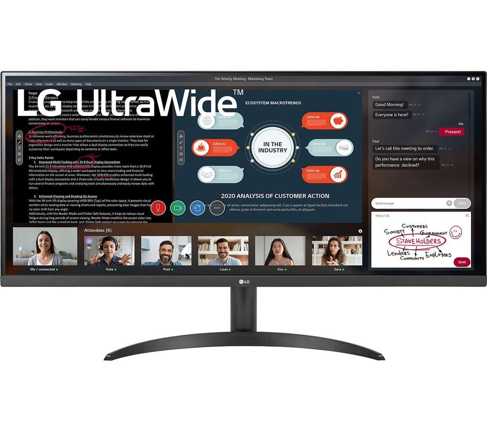Image of LG 34WP500 Full HD 34" IPS LED Monitor - Black, Black