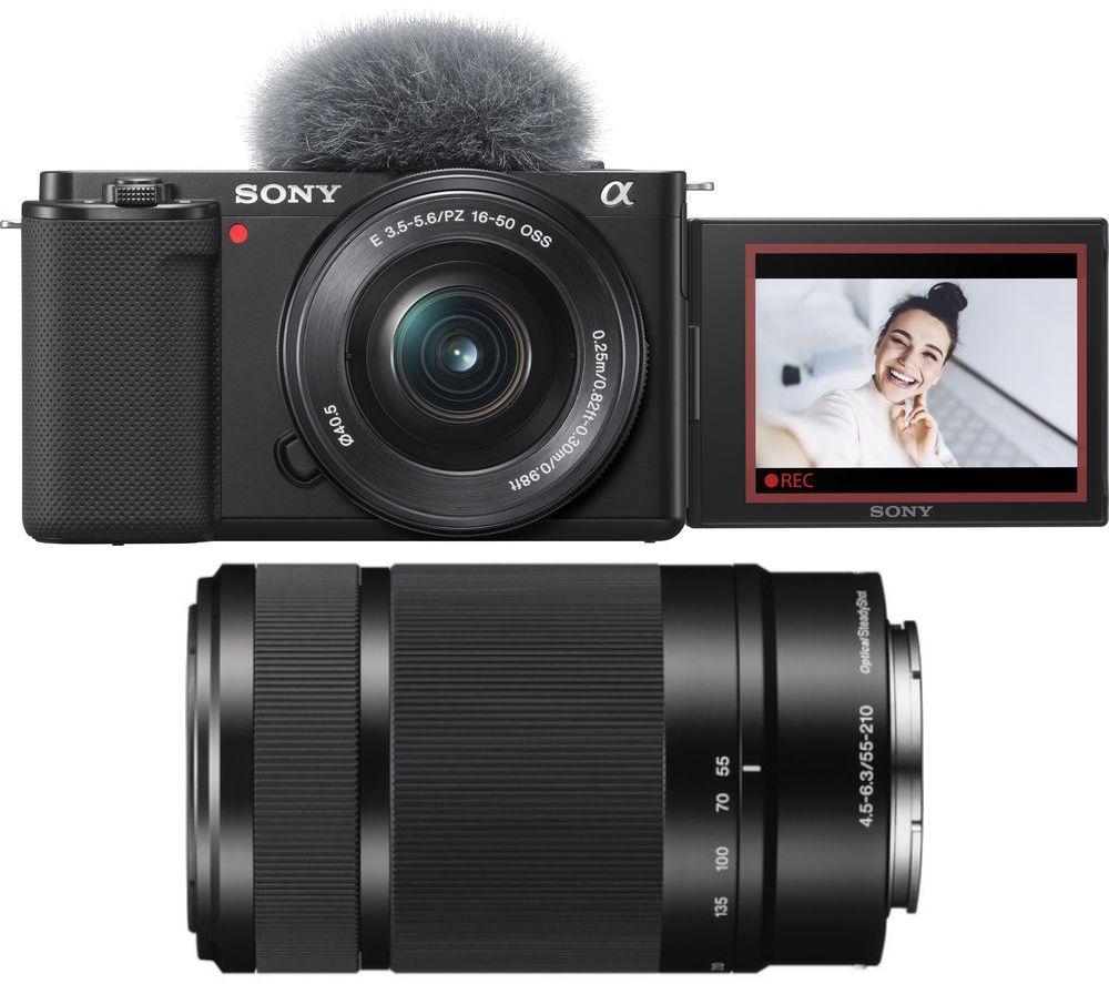 Sony ZV-E10L Mirrorless Vlogging Camera, E PZ 16-50 mm f/3.5-5.6 Lens & Telephoto Zoom Lens Bundle, 