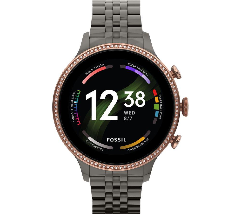 FOSSIL Gen 6 FTW6078 Smart Watch with Google Assistant - Gunmetal Grey, Stainless Steel Strap, Universal, Stainless Steel