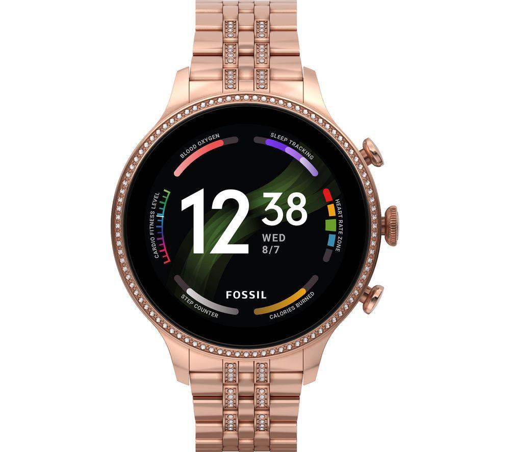 FOSSIL Gen 6 FTW6077 Smart Watch with Google Assistant - Rose Gold, Stainless Steel Strap, Universal, Stainless Steel