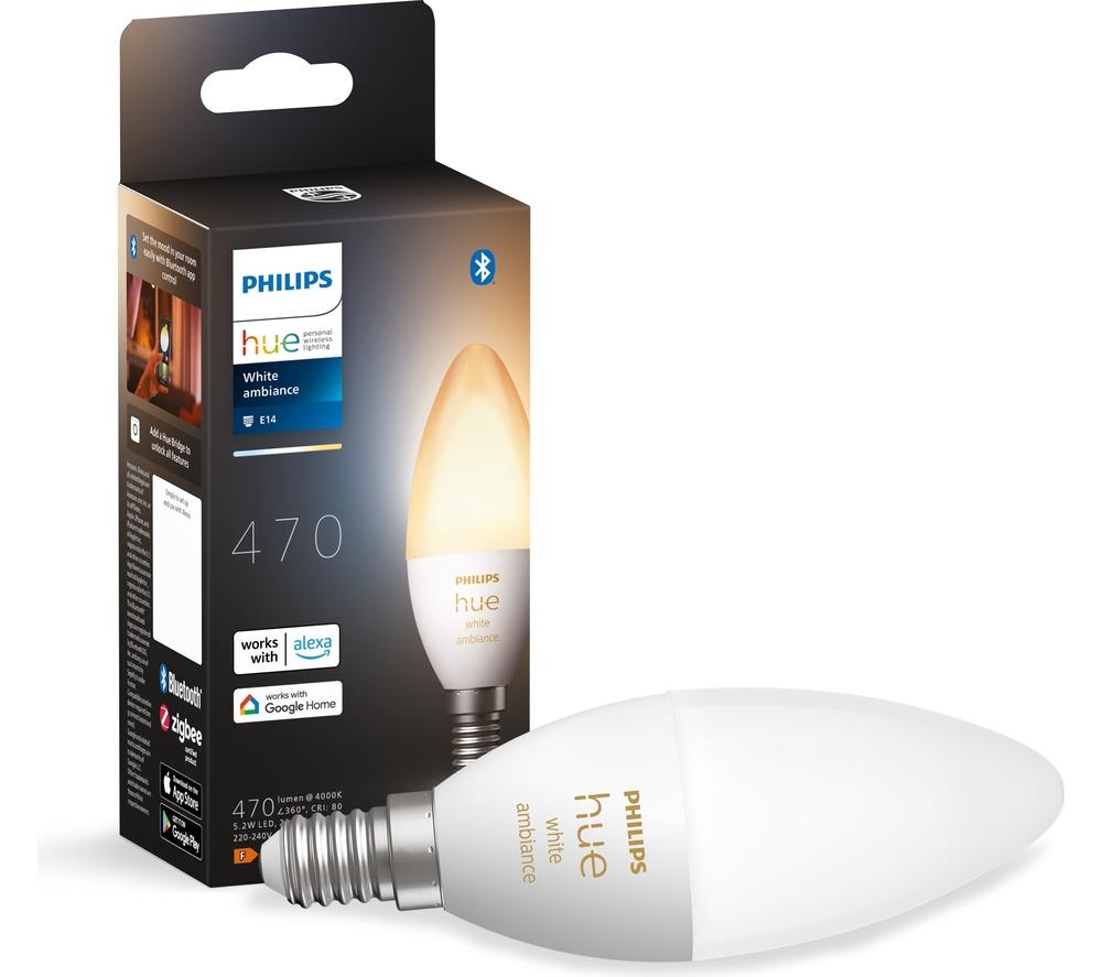 Image of PHILIPS HUE White Ambiance Bluetooth LED Bulb - Candle E14