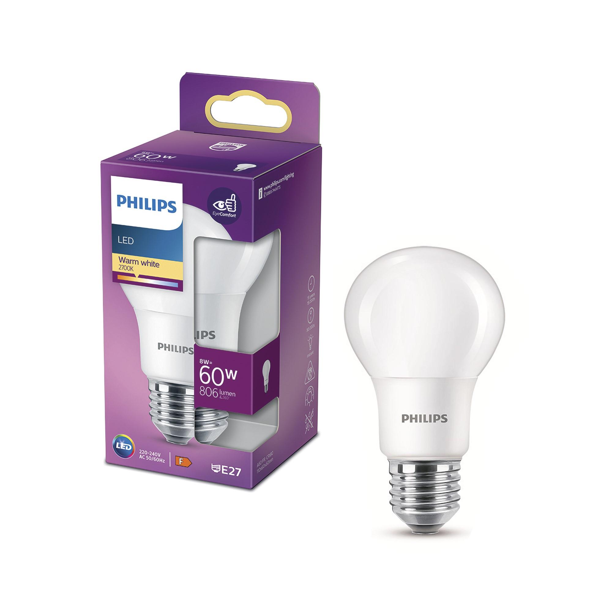 PHILIPS Frosted LED Light Bulb - E27, Warm White