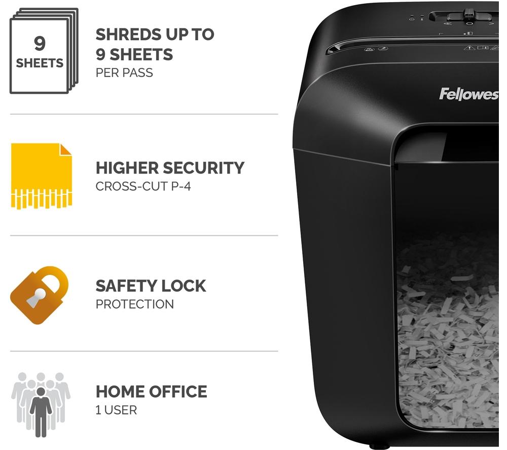FELLOWES Powershred LX50 Cross Cut Paper Shredder - Black image number 2 of 7