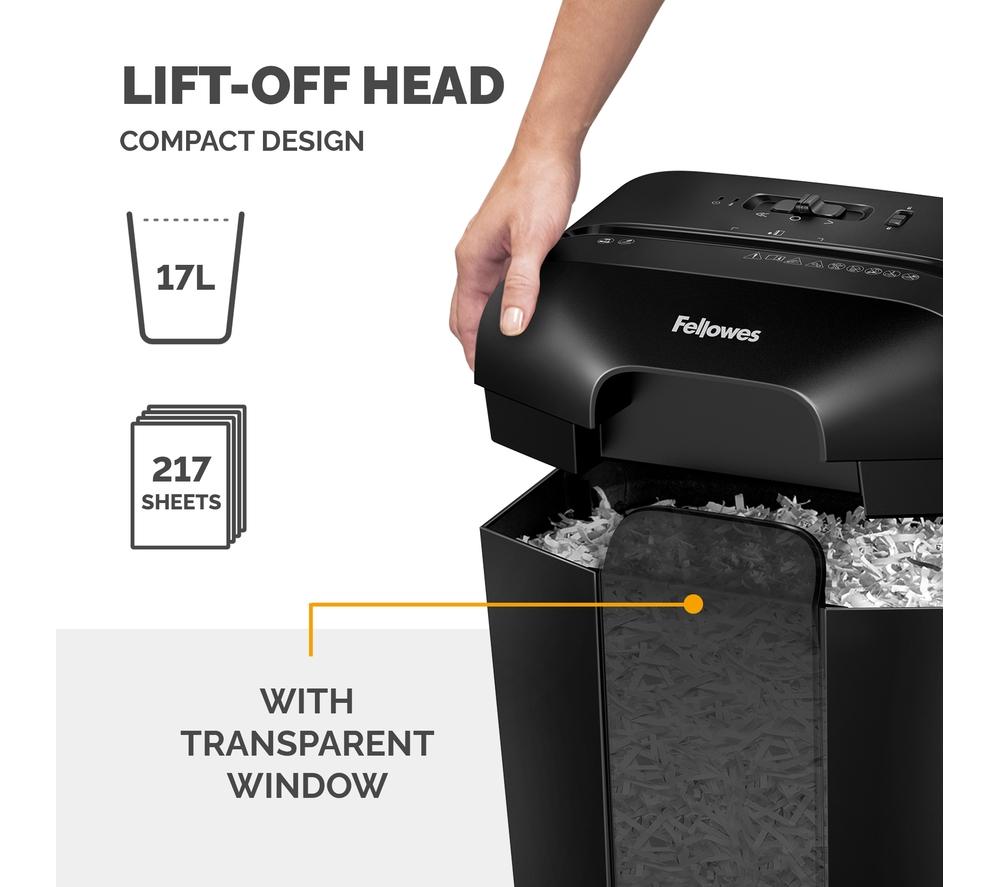 FELLOWES Powershred LX50 Cross Cut Paper Shredder - Black image number 6 of 7