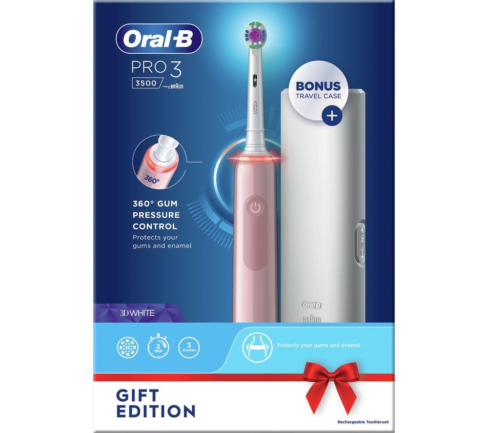 ORAL B Pro 3 3500 Electric Toothbrush - Pink, Pink