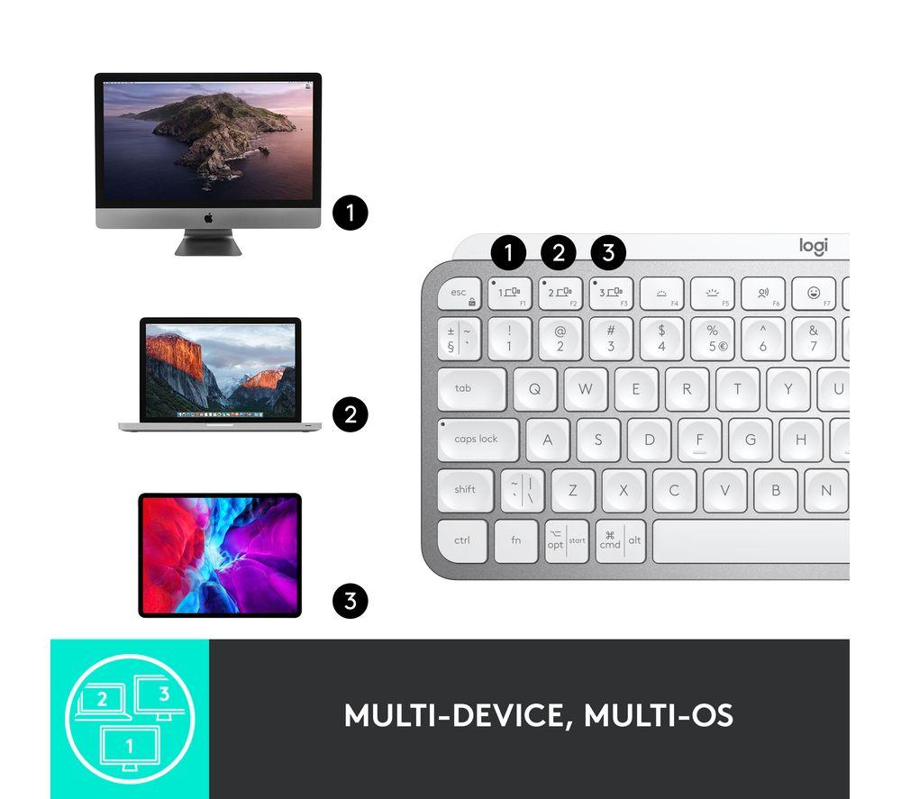 LOGITECH MX Keys Mini Wireless Keyboard - Pale Grey image number 8 of 12