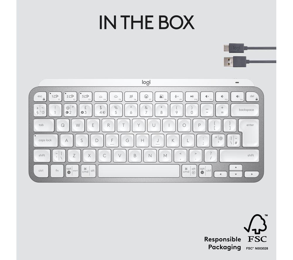 LOGITECH MX Keys Mini Wireless Keyboard - Pale Grey image number 11 of 12