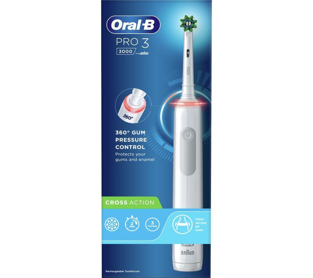 ORAL B CrossAction Pro 3 3000 Electric Toothbrush, White