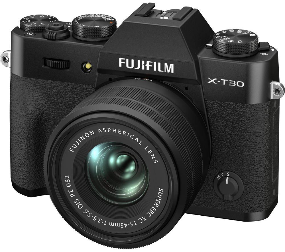 FUJIFILM X-T30 II Mirrorless Camera with FUJINON XC 15-45 mm f/3.5-5.6 OIS PZ Lens - Black, Black