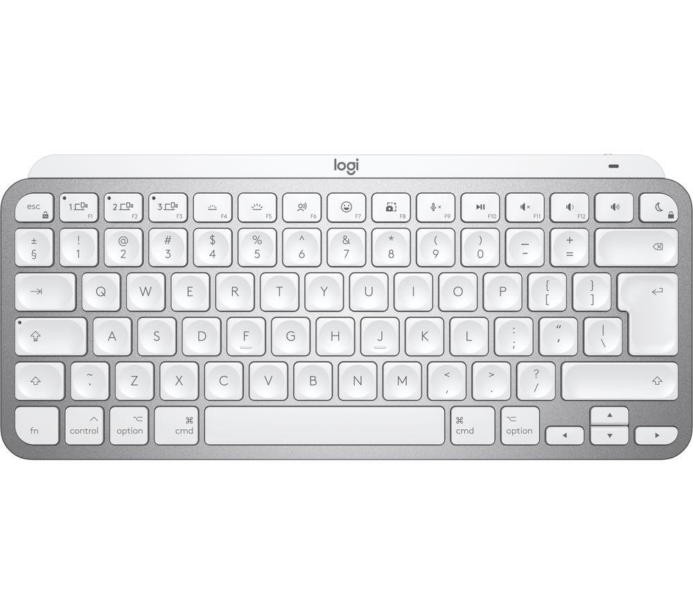 Logitech MX Keys Mini for Mac Minimalist Wireless Keyboard, Compact, Bluetooth, Backlit Keys, USB-C, Tactile Typing, Compatible with MacBook Pro,Macbook Air,iMac,iPad, ‎Silver, 1 Count