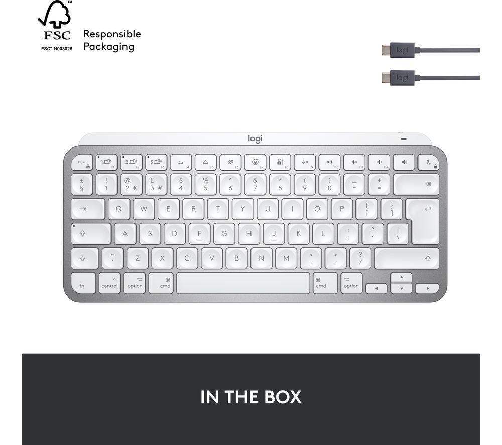 LOGITECH MX Keys Mini for Mac Wireless Keyboard - Pale Grey image number 11 of 12
