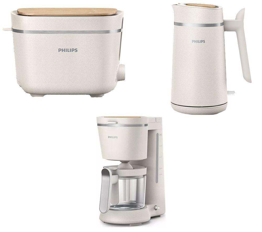 Philips Eco Conscious Collection Coffee Machine, Toaster & Kettle Bundle – White