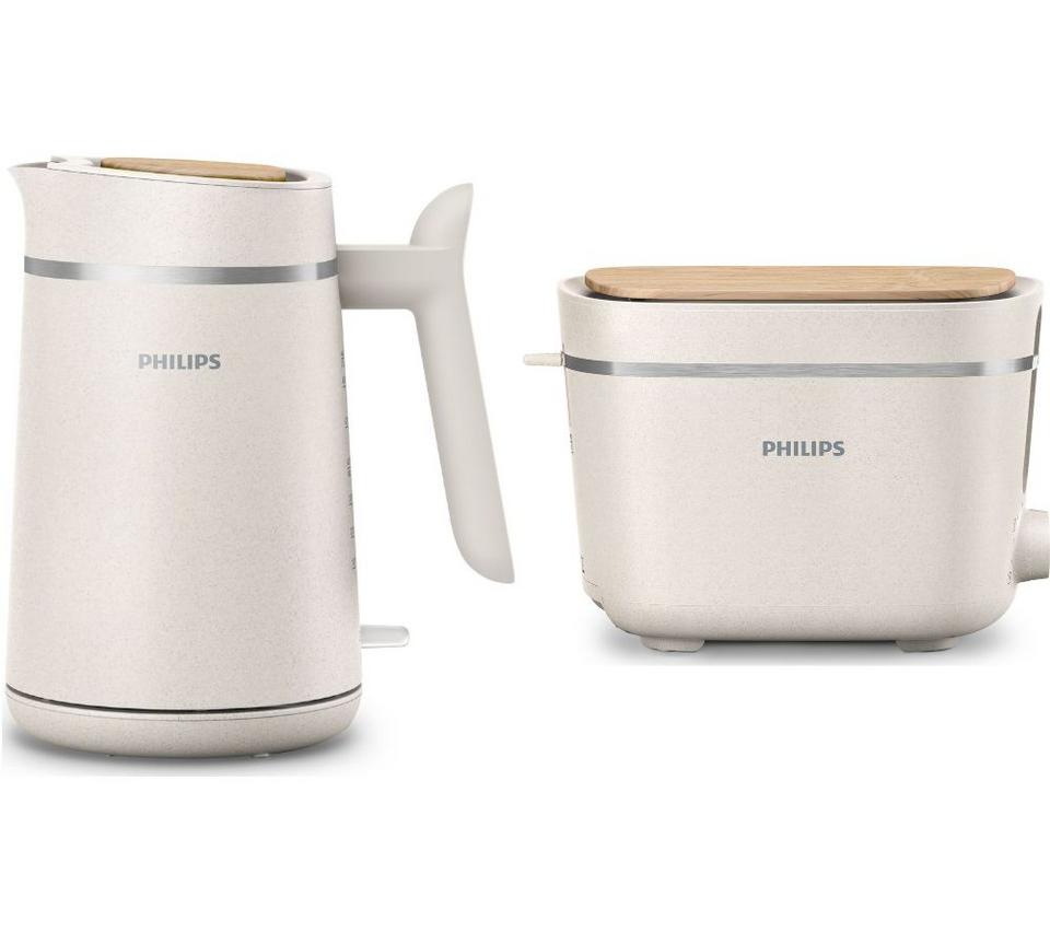 PHILIPS Eco Conscious Collection Jug Kettle & 2-Slice Toaster Bundle - White