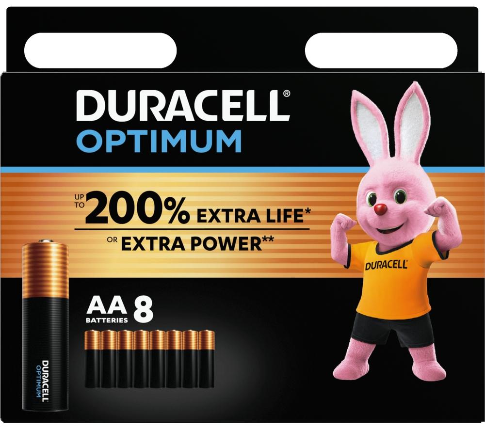 DURACELL Optimum AA Alkaline Batteries - Pack of 8