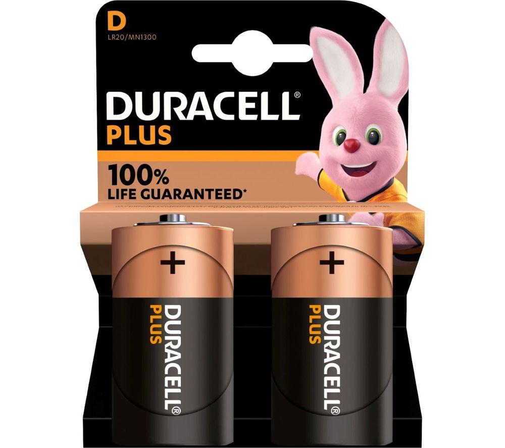 Image of DURACELL Plus D Alkaline Batteries - Pack of 2