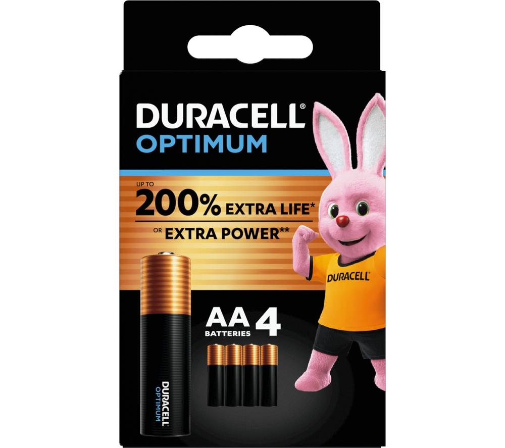 DURACELL Optimum AA Alkaline Batteries - Pack of 4
