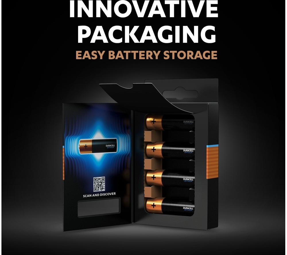 DURACELL Optimum AA Alkaline Batteries - Pack of 4 image number 5 of 6