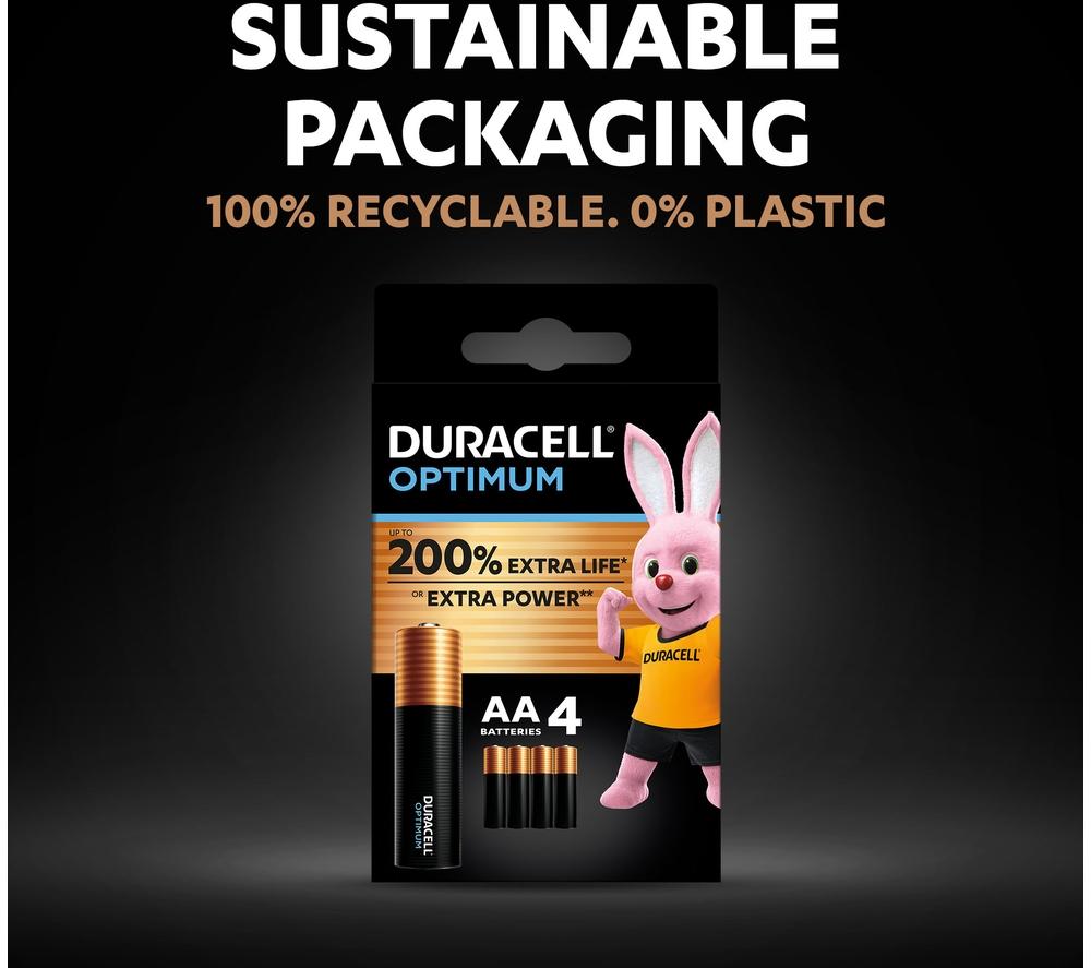 DURACELL Optimum AA Alkaline Batteries - Pack of 4 image number 6 of 6
