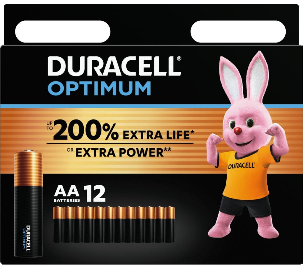 DURACELL Optimum AA Alkaline Batteries - Pack of 12