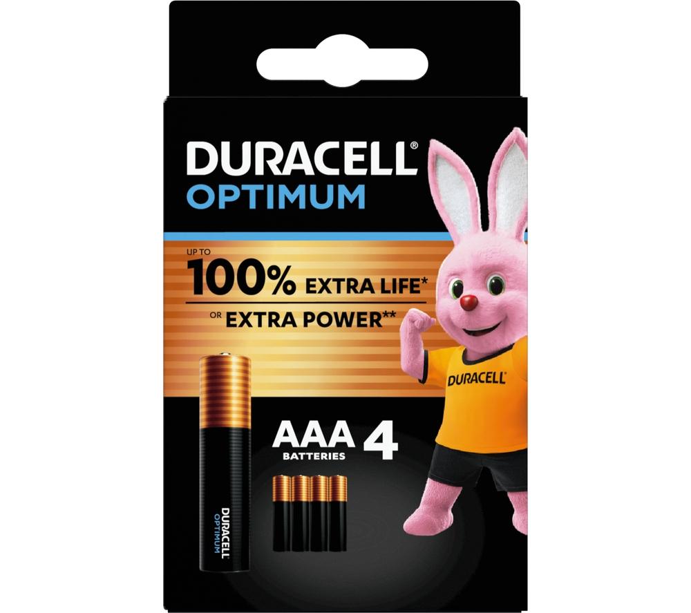 Image of DURACELL Optimum AAA Alkaline Batteries - Pack of 4