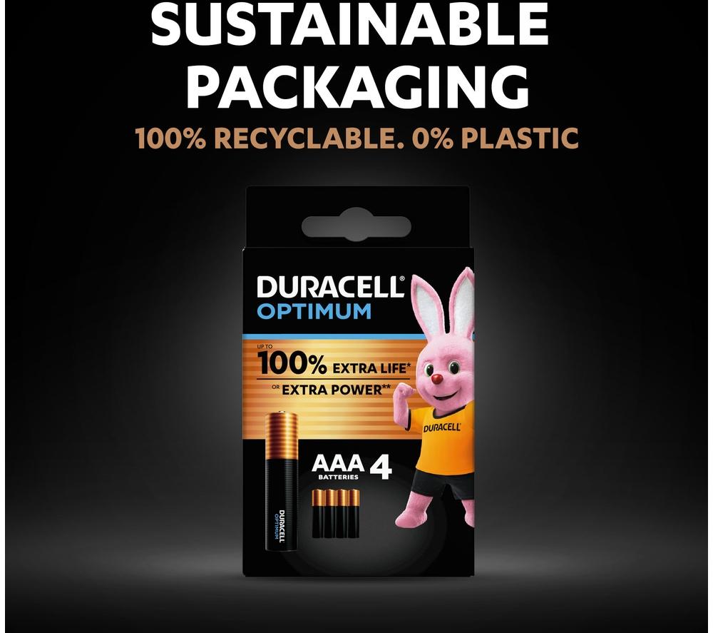 DURACELL Optimum AAA Alkaline Batteries - Pack of 4 image number 6 of 6