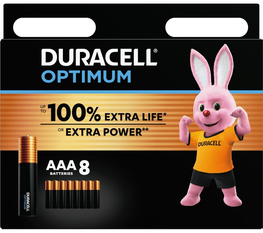 DURACELL Optimum AAA Alkaline Batteries - Pack of 8