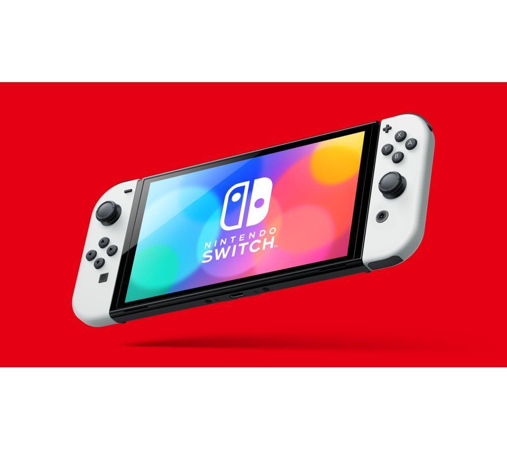 Nintendo Switch OLED White with Mario Kart 8 Deluxe Game Bundle 