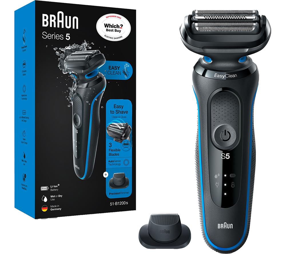 BRAUN Series 5 50-B1200s Wet & Dry Foil Shaver - Black, Blue,Black