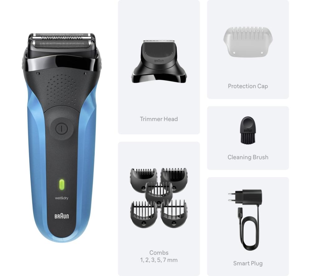 BRAUN Series 3 310BT Wet & Dry Shaver - Blue & Black image number 6 of 7
